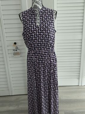 Anne Klein Geometric Print Maxi Dress